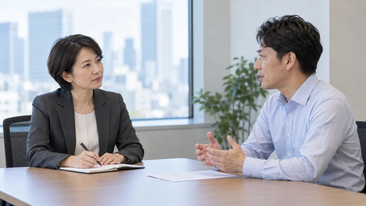採用担当者とIT人材の対面面談のイメージ