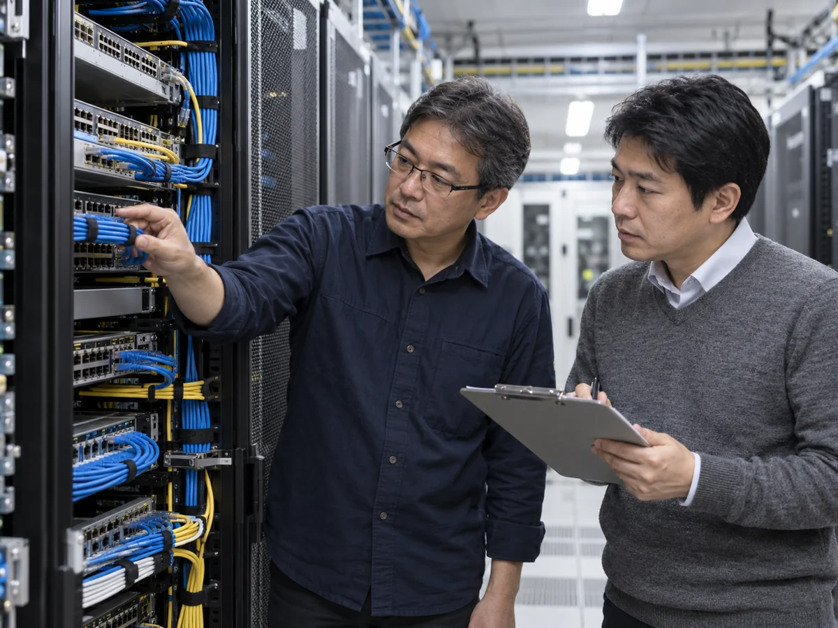 ネットワーク機器の接続を確認するエンジニアのイメージ
